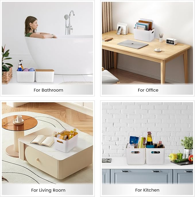 4 Packs Storage Bins with Bamboo Lids - Image 7