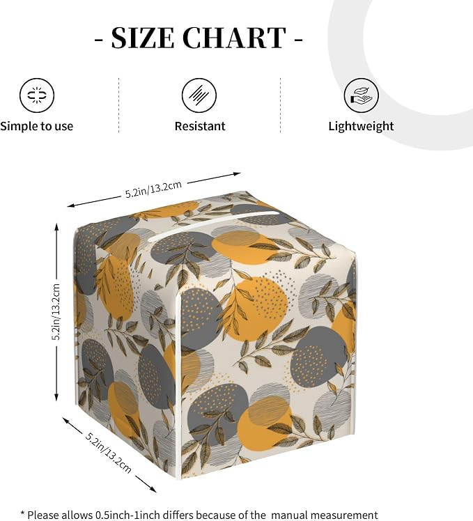 Boho Abstract Leaves Tissue Box Cover Square, Linear Boho Leaves and Geometric - Image 4