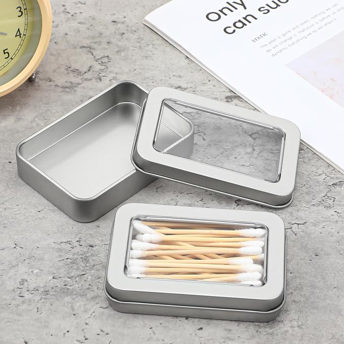 2 Pack Cotton Swab Holder for Travel Portable Metal Floss Pick Case - Image 3