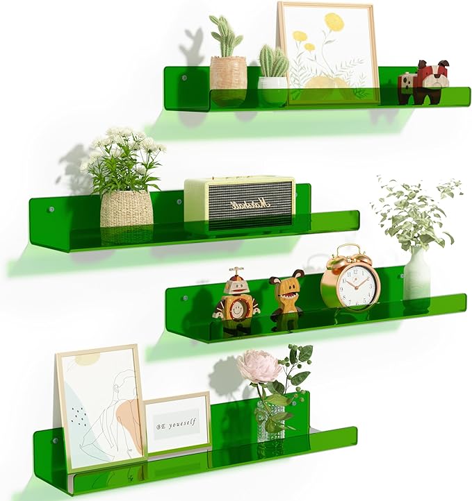 upsimples Acrylic Shelves for Wall Decor, Living Room, Floating Bookshelves for by upsimples