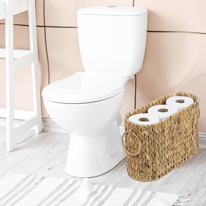 Toilet Paper Storage, Water Hyacinth Bathroom Toilet Paper Basket - Image 2