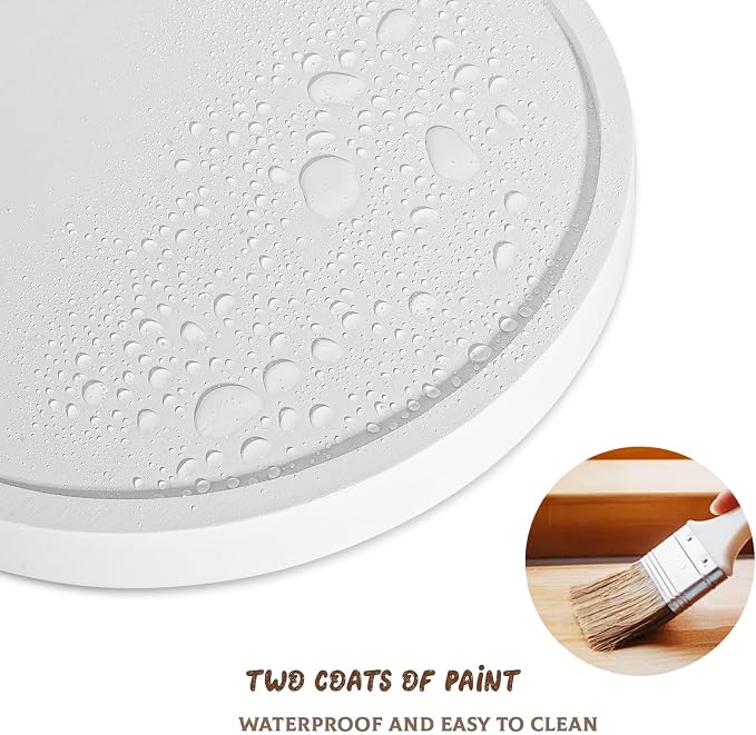 Round Decorative Tray Wood Bathroom Counter Organizer Farmhouse Kitchen Decor - Image 4