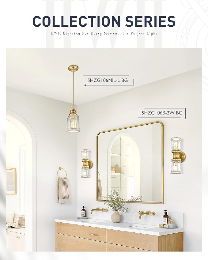 Gold Wall Sconces, HWH Single Wall Vanity Light Fixture - Image 6