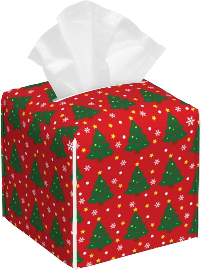 Christmas Tree and Snowflakes Tissue Box Cover Square by sndheke