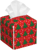 Christmas Tree and Snowflakes Tissue Box Cover Square by sndheke