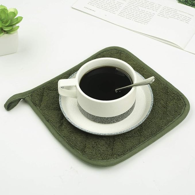 100% Cotton Kitchen Everyday Basic Terry Pot Holder Heat Resistant Coaster - Image 8