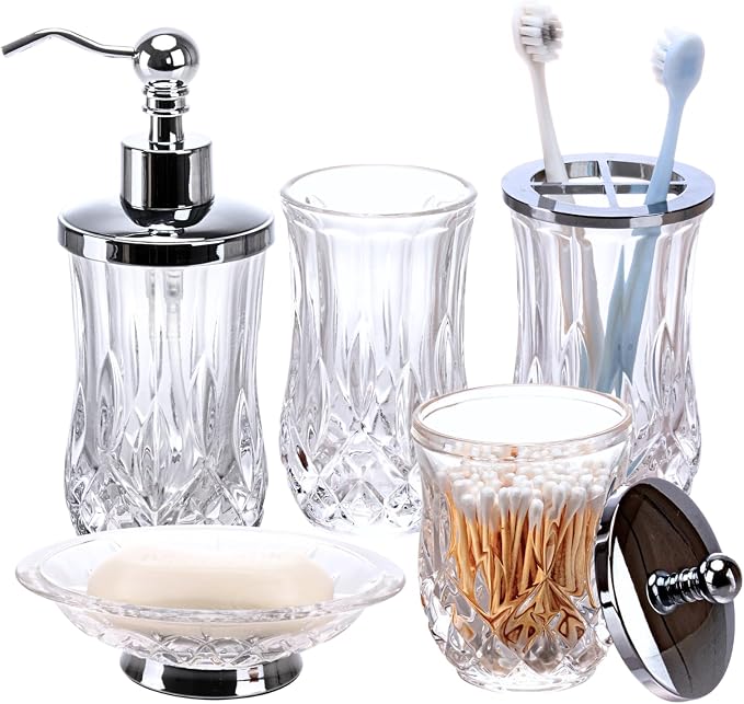 Bathroom Accessories Set, Complete Lotion Soap Dispenser, Toothbrush Holder by ZIVQEXMURL