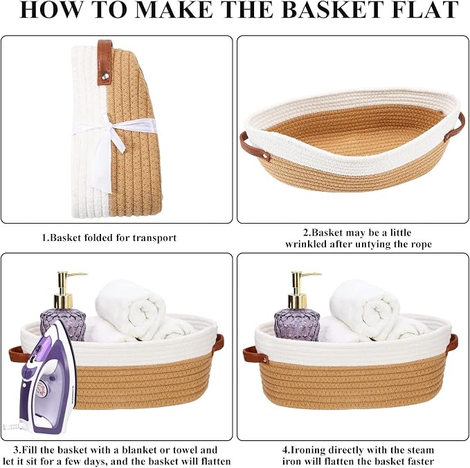 Bathroom Countertop Organizer Basket, Cotton Rope Woven Storage Basket Toilet - Image 7