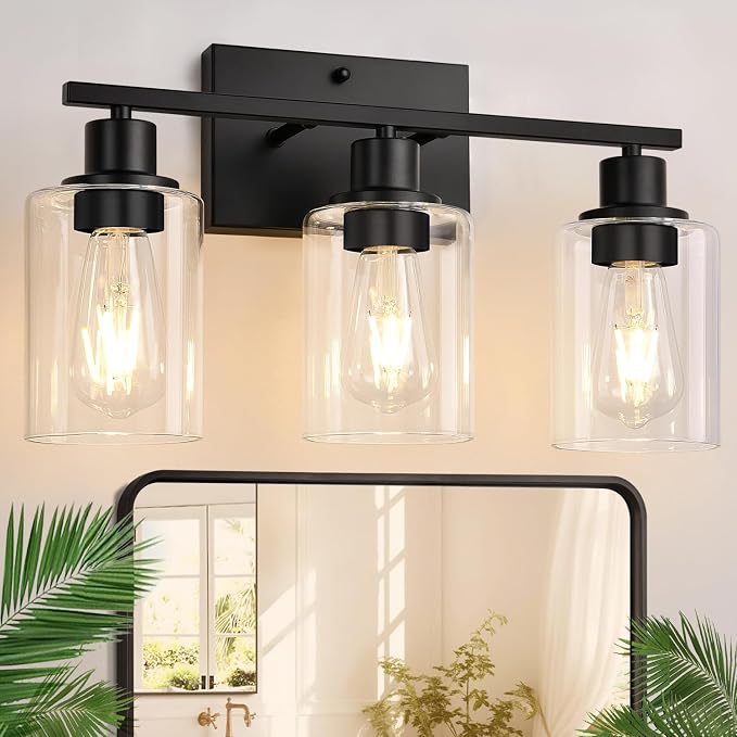 3 Light Bathroom Light Fixtures, Matte Black Modern Vanity Lights by Indoibrightenyourbathroom