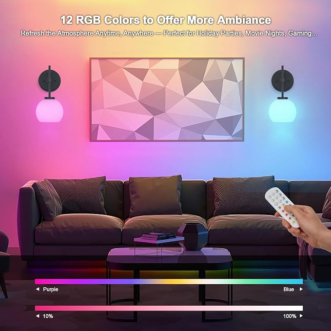 Black Wireless Rechargeable Wall Sconces - Image 6