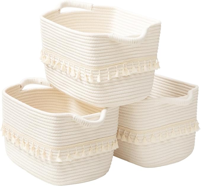 TeoKJ White Cotton Rope Baskets by TeoKJ