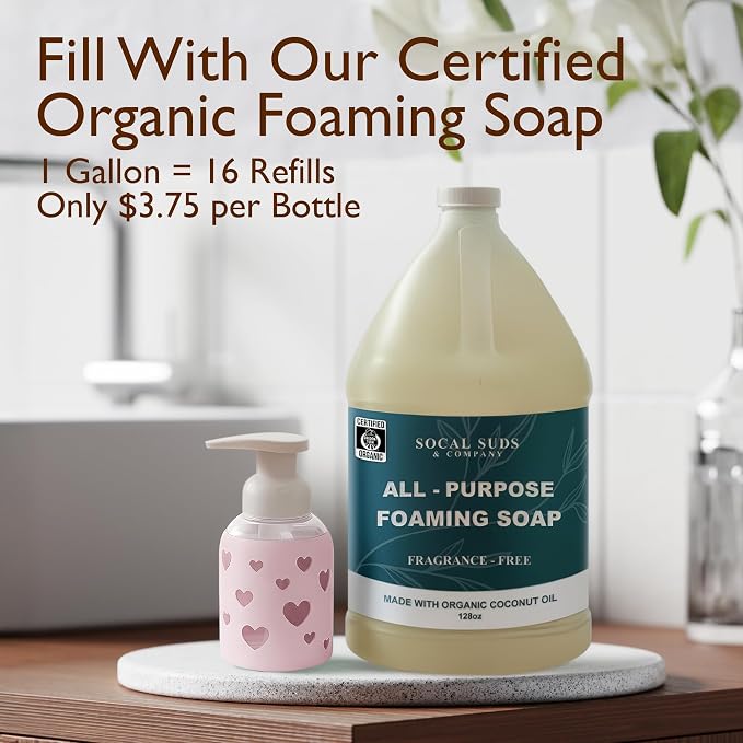 SoCal Suds & Company Foaming Hand Soap Dispenser Glass, Liquid Soap Pump - Image 2