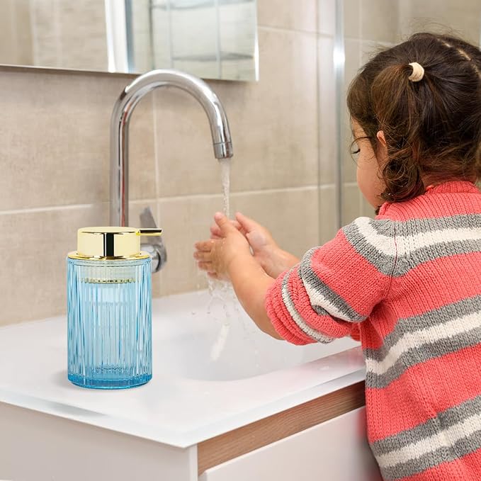 Foaming Soap Dispenser, 12 Oz Blue Glass Foam Hand Soap Dispenser, Refillable - Image 9