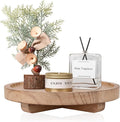 Round Decorative Tray Wood Bathroom Counter Organizer Farmhouse Kitchen Decor by zoocatia