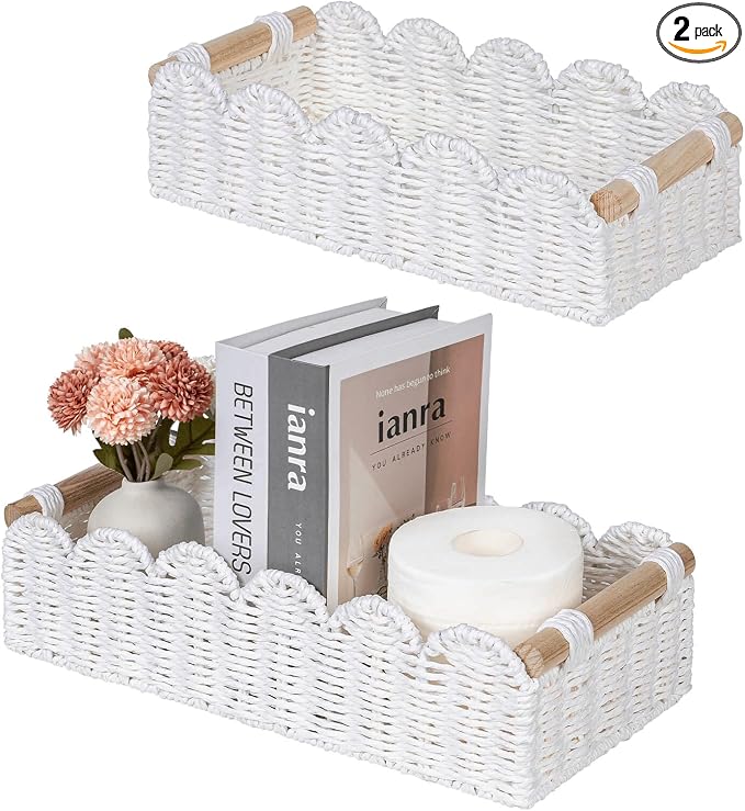 CubesLand Toilet Paper Storage Basket, Scalloped Edge Shelves Basket by CubesLand
