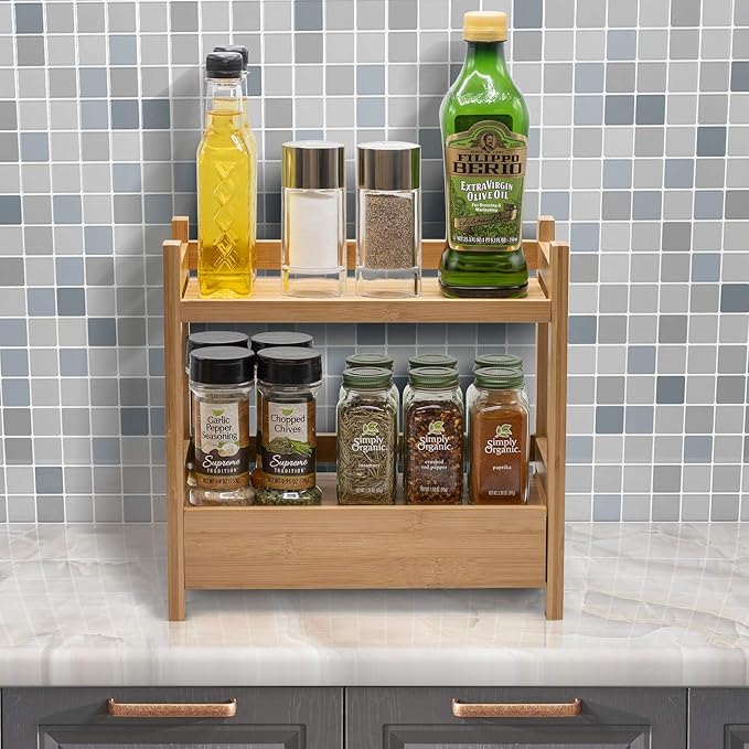 Sorbus Bamboo Bathroom Counter Organizer – 2-Tier Shelf - Image 9