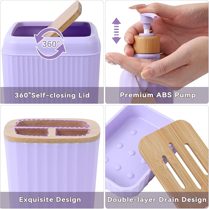32PCS Bathroom Sets with Shower Curtain and Rugs Purple Bathroom Accessories - Image 5
