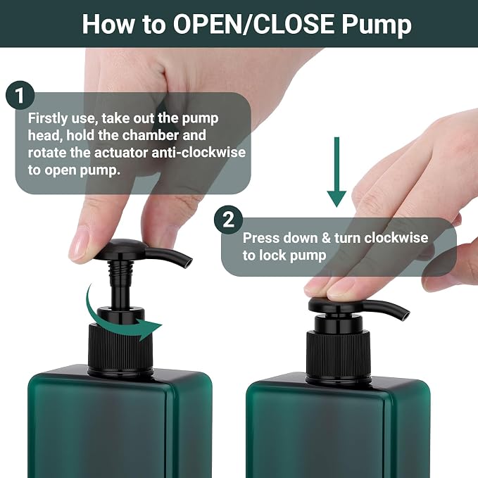 Suream 9.5oz Refillable Pump Press Bottles, Plastic Shampoo and Conditioner - Image 3