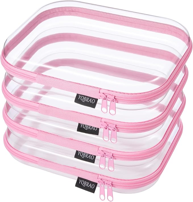 YQBRA 4 Pack Clear Hard Shell Zipper Case, See-Through Hard Plastic Organizer by Unknown