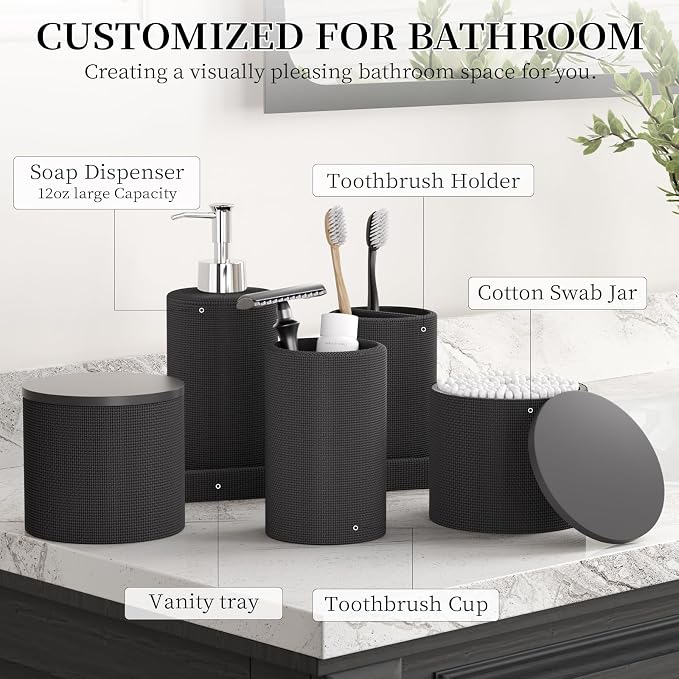 6-Piece Black Bathroom Set - Image 2