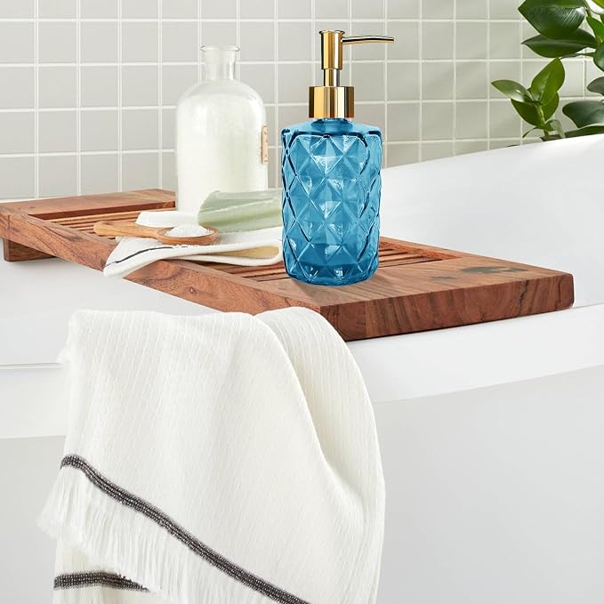 Blue Glass Soap Dispenser, Bathroom Shower & Shampoo Dispenser, Foam Hand Soap - Image 5
