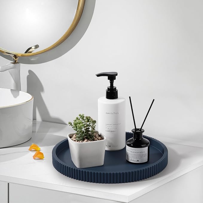 Silicone Bathroom Tray Round Kitchen Counter Organizer Decorative Vanity - Image 2
