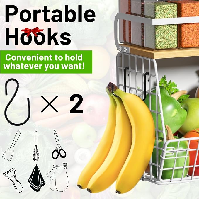 Magnetic Shelf for Fridge with Wood Lid, Fruit Potato and Onion Storage Bins - Image 7