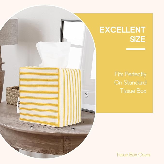 Tissue Box Cover, Fabric Tissue Box Holder Square, Stylish Toilet Paper Storage - Image 2