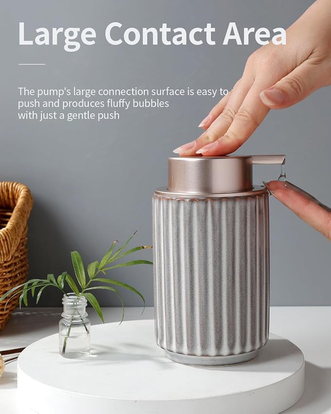 Soap Dispenser, Liquid Ceramic Refillable Hand Soap Pump - Image 3