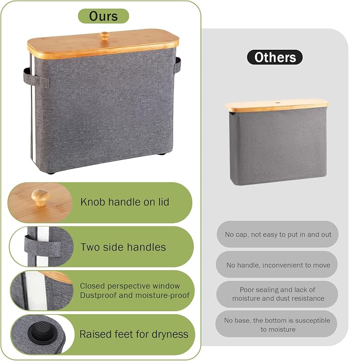 Bamboo Toilet Paper Organizer for Bathroom - Image 6