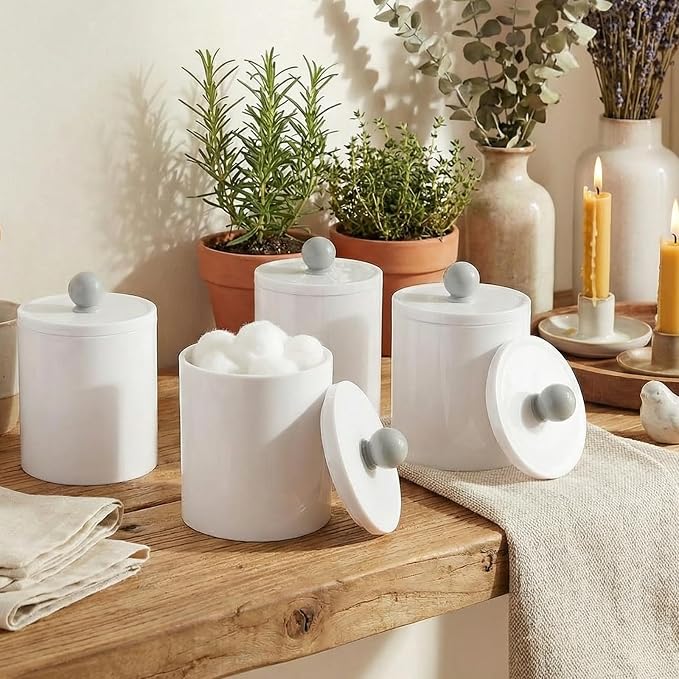 SheeChung 6 Pack White Acrylic Apothecary Jars - Image 6