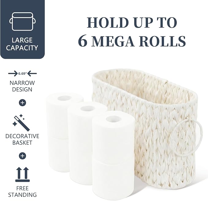 Toilet Paper Basket, Boho Decorative Toilet Paper Storage, Large Wicker Basket - Image 4