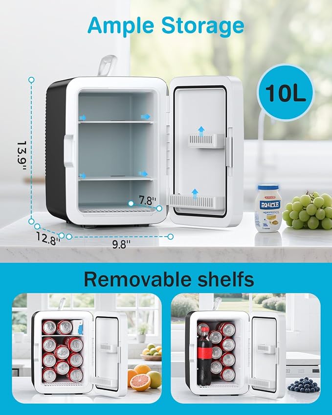 Antarctic Star Compact Mini Fridge, 10L Portable Small Refrigerator, 2.6 Gal - Image 2