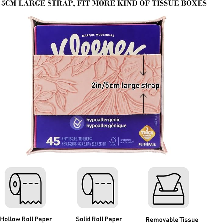Tissue Box Holder Cover Square Tissue Cube Cover PU Leather Tissue Organizer - Image 3