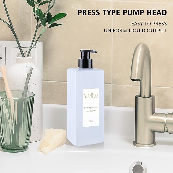 Shampoo and Conditioner Dispenser Modern Refillable Shampoo Pump Bottles - Image 3