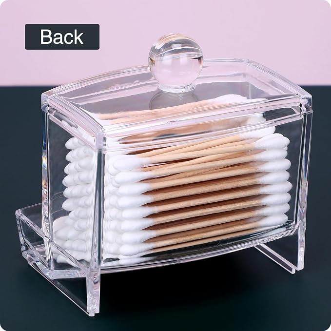 10oz Clear Acrylic Small Qtip Holder, Swab Dispenser Cotton Ball Jars Bathroom - Image 6