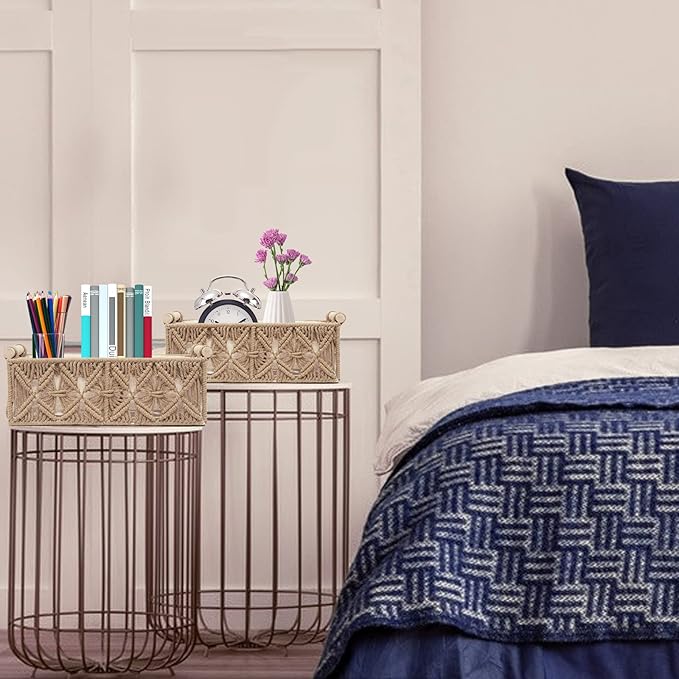 Macrame Storage Basket Boho Decor Baskets - Image 6