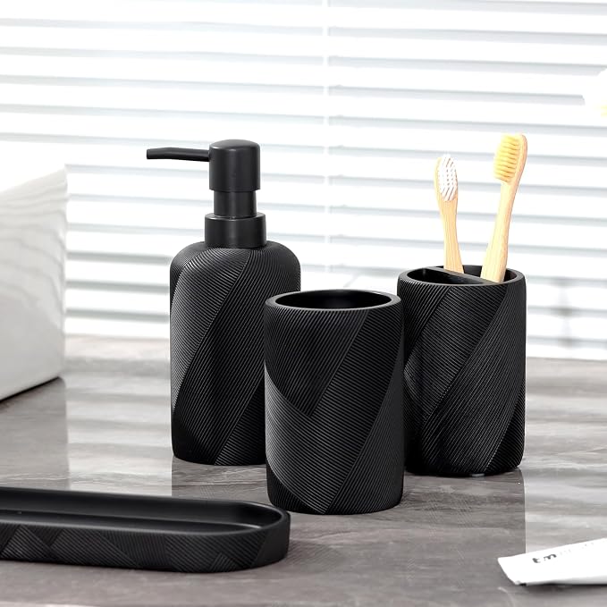 Bathroom Accessories Set, Bathroom Organizer Countertop, Soap Dispenser and - Image 4