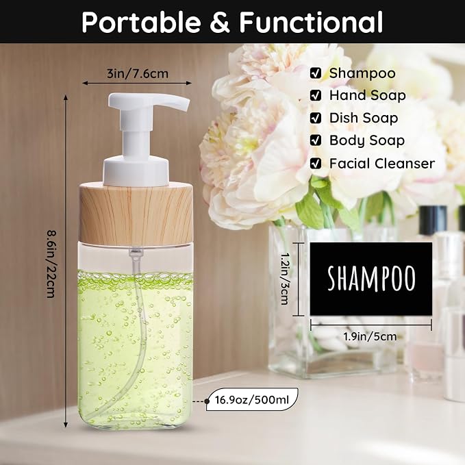 Segbeauty Foaming Soap Dispenser Pump Bottles, 2 Pack of 16.9oz Refillable - Image 5