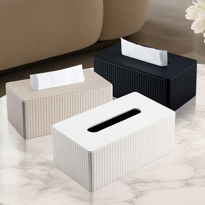 KINGFOM PU Leather Tissue Box Cover Rectangular Tissue Box Holder - Image 9