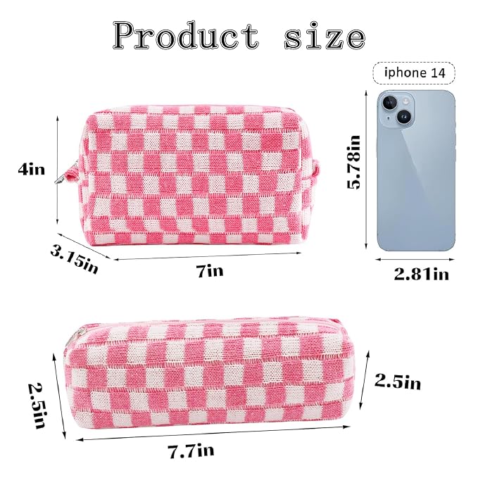 ZLFSRQ 2Pcs Checkered Pencil Case Cute Pencil Pouch - Image 4