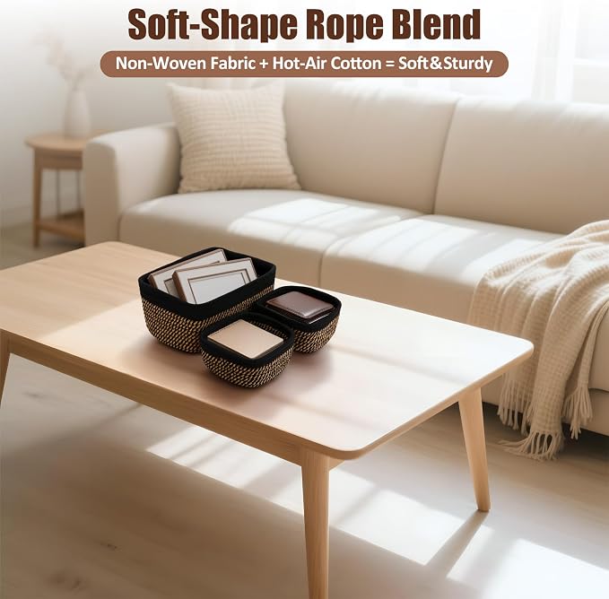 5-Pack Small Woven Rope Storage Baskets – 2 Sizes Organizer Bins - Image 6