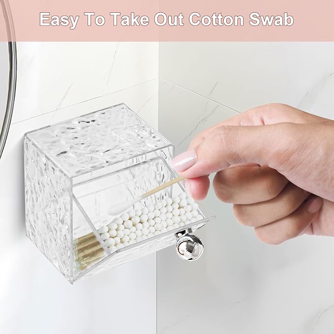 Qtip Holder Dispenser, Wall Mounted Plastic Cotton Pad Holder, Cotton Ball - Image 3