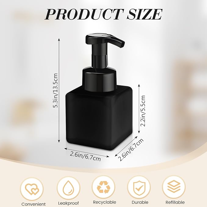 8.5 oz Foaming Soap Dispenser Plastic Foaming Pump Bottle, Refillable Dispenser - Image 2