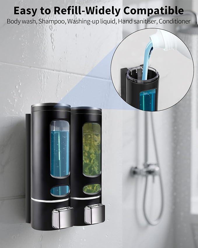 Shampoo and Conditioner Dispenser - 800ML Wall-Mounted Shower Shampoo Dispenser - Image 4