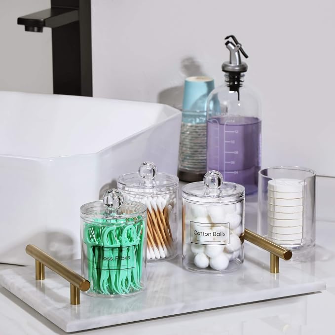 AOZITA 4 Pcs, Acrylic Qtip Holder Dispenser - Image 5