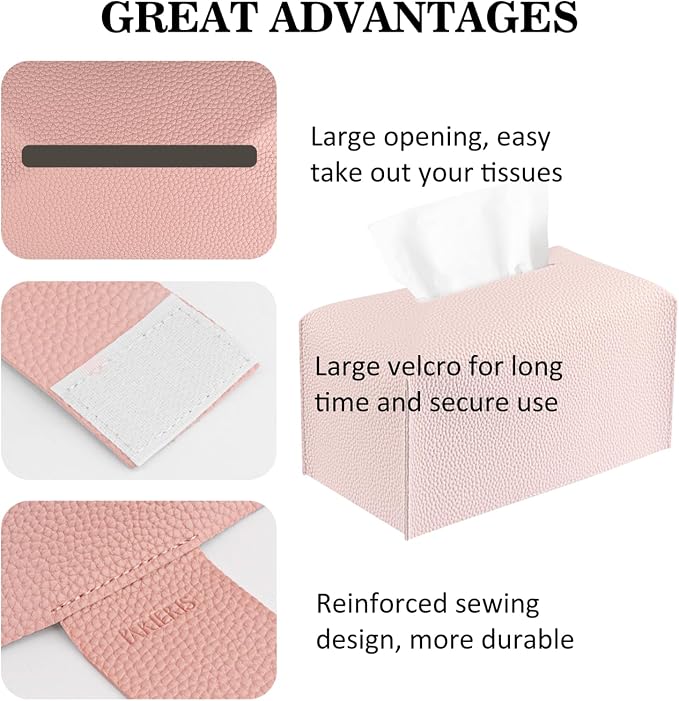 Tissue Box Cover PU Leather Tissue Holder Rectangle Facial Tissue Case Tissue - Image 4