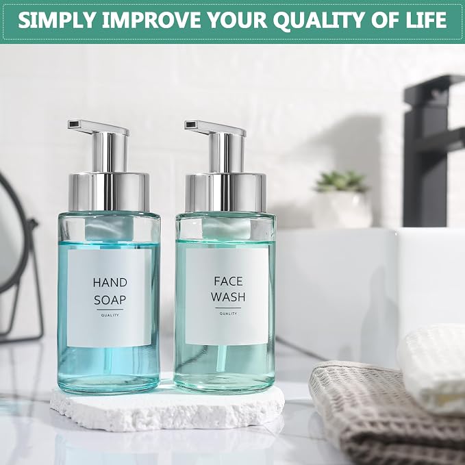 Glass Soap Dispenser, 10 oz/300ml Foaming Soap Dispenser, 4 Pack Foaming Hand - Image 7