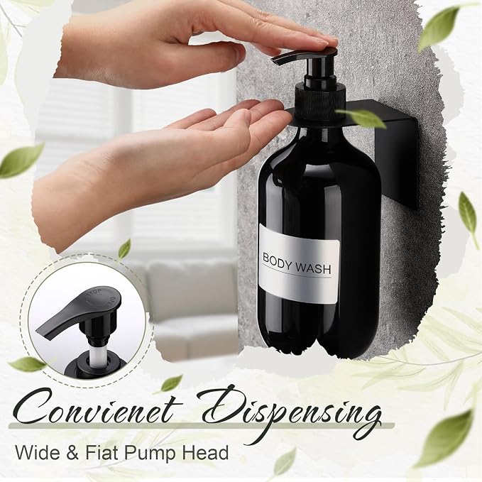Remerry 6 Pack Shampoo and Conditioner Dispenser Wall Mount 17oz No Drill - Image 5