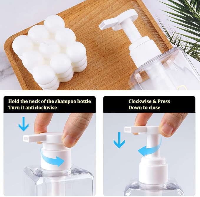 Shampoo and Conditioner Dispenser Shower Soap Bottles 3 Pack 550ml/18.6oz - Image 3